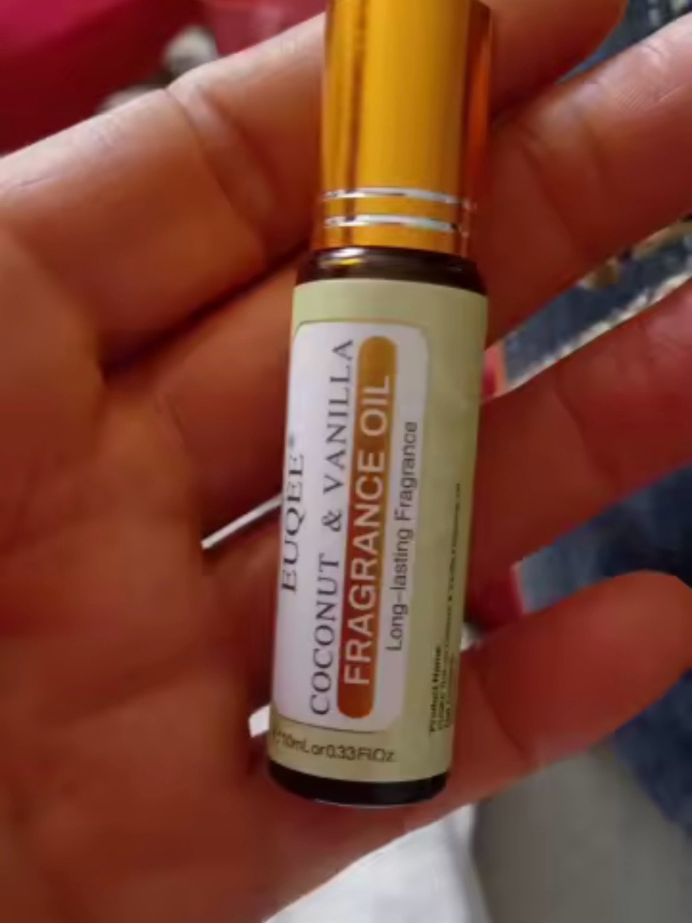 EQUEE Coconut & Vanilla Fragrance Oil Roll-On — Yellow & Gold